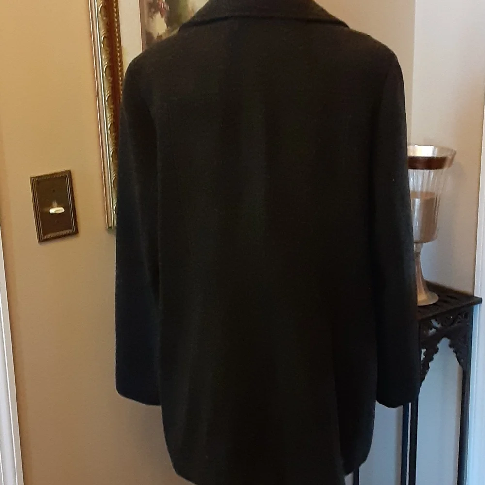 Calvin Klein charcoal gray double breasted short wool blend lined jacket L EUC …